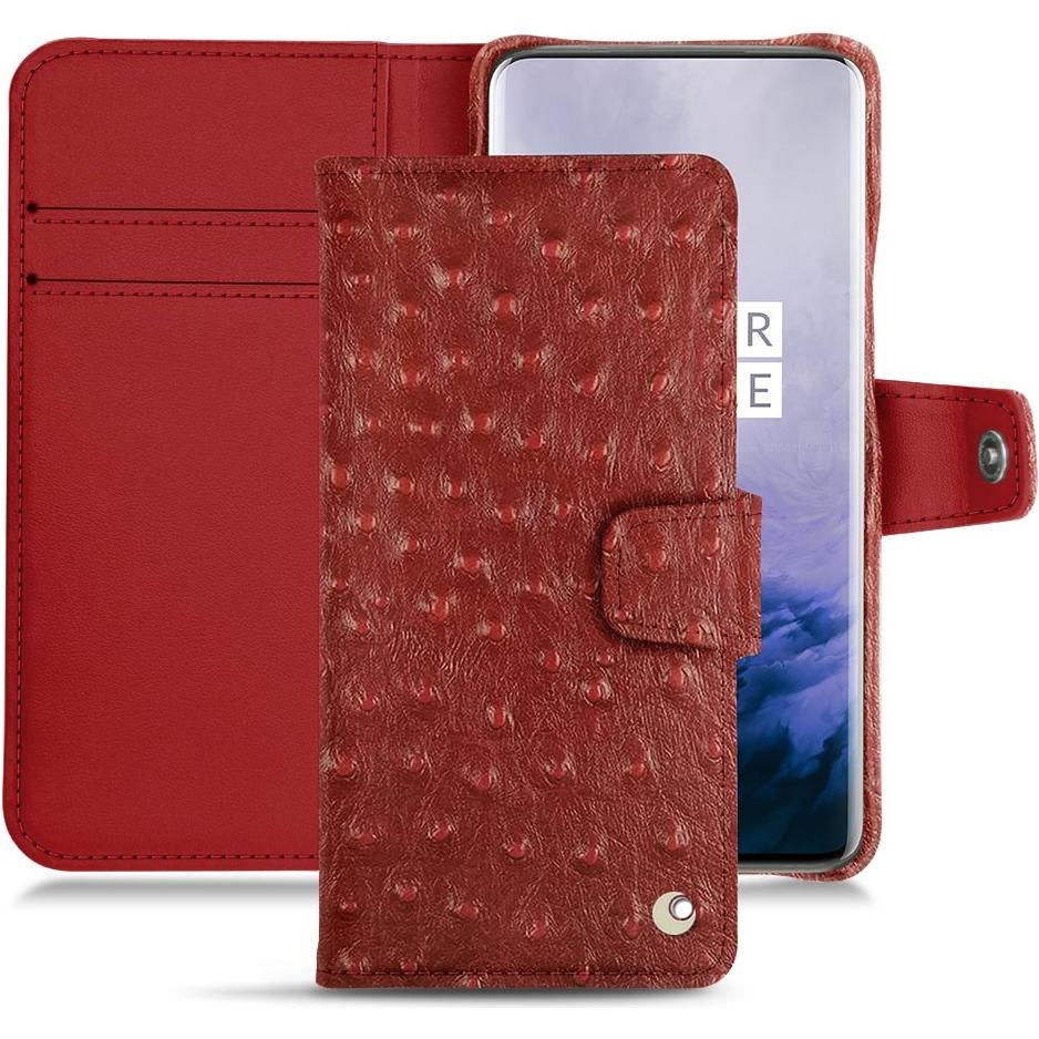 Noreve Lederschutzhülle Wallet (OnePlus 7 Pro), Smartphone Hülle, Rot