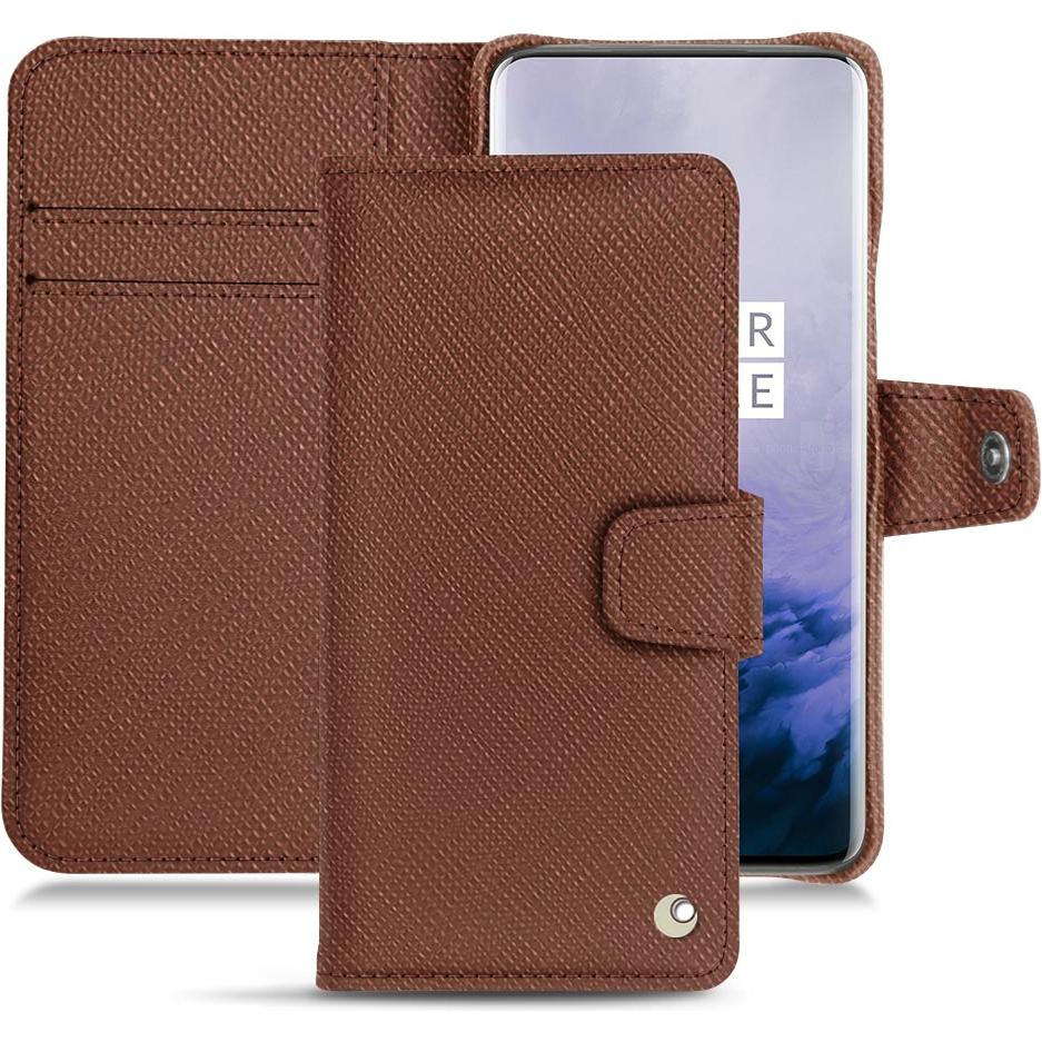 Noreve Lederschutzhülle Wallet (OnePlus 7 Pro), Smartphone Hülle, Braun