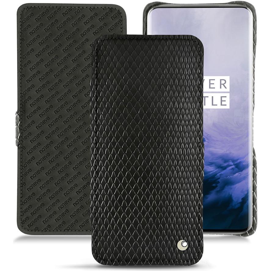 Noreve Lederschutzhülle horizontal (OnePlus 7 Pro), Smartphone Hülle, Schwarz