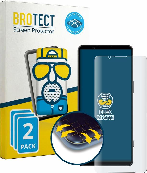 Produktbild BROTECT Fullscreen für Sony Xperia 1 VIII Schutzfolie Displayschutz Folie Matt Entspiegelungsfolie (2 Stk., Sony Xperia 1 VII)