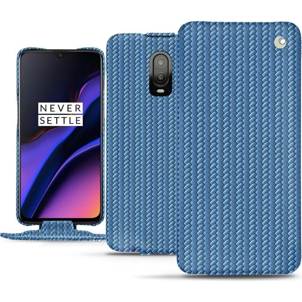 Noreve Lederschutzhülle vertikal (OnePlus 6T), Smartphone Hülle, Blau