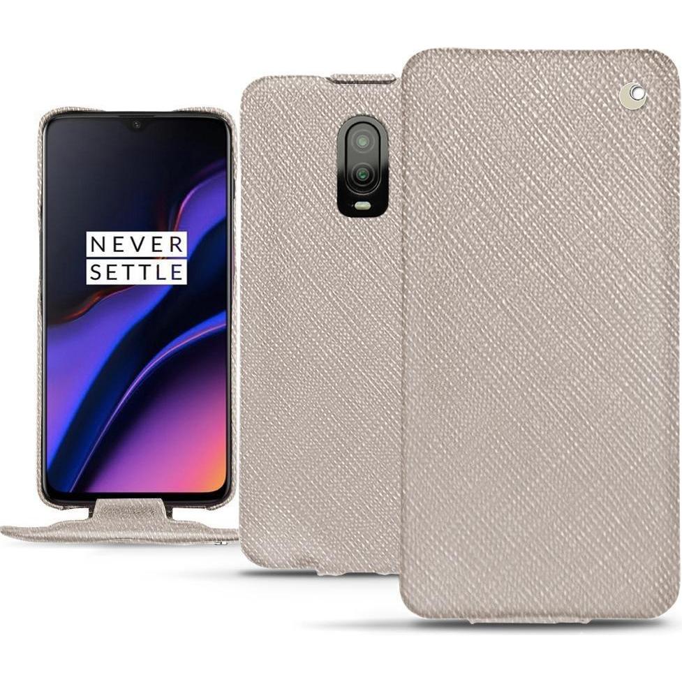 Noreve Lederschutzhülle vertikal (OnePlus 6T), Smartphone Hülle, Beige