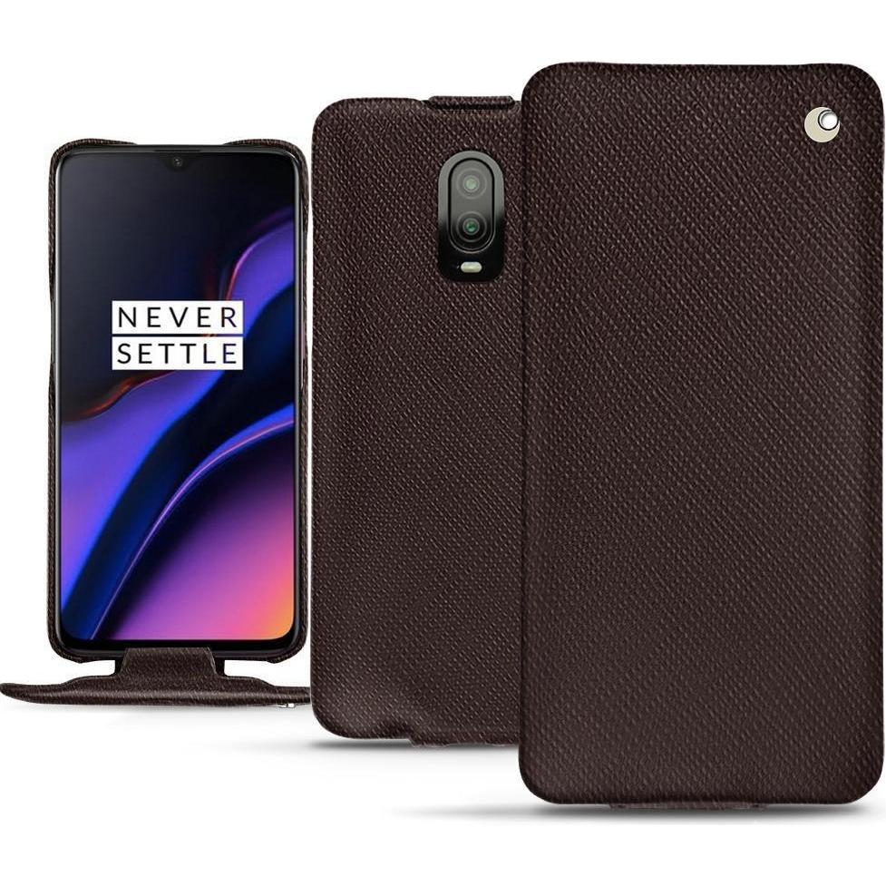 Noreve Lederschutzhülle vertikal (OnePlus 6T), Smartphone Hülle, Braun