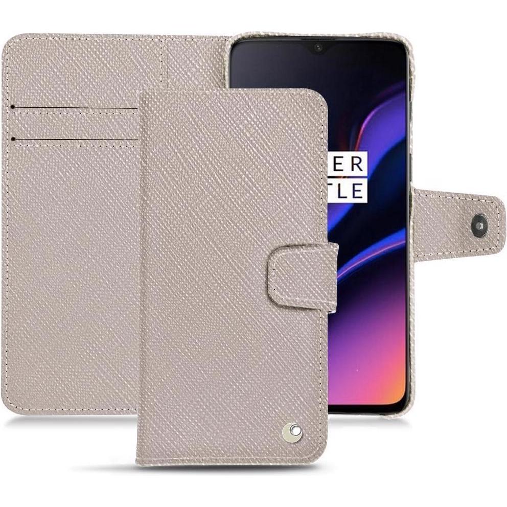 Noreve Lederschutzhülle Wallet (OnePlus 6T), Smartphone Hülle, Beige