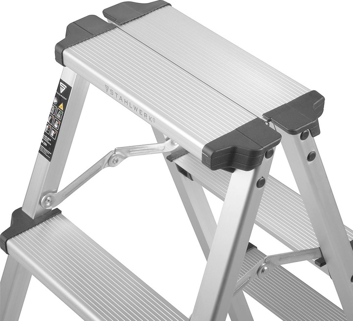 Actual product image Stahlwerk ALT-150 ST aluminum stepladder up to 150 kg, 3 steps, standing height 72 cm (Stile)