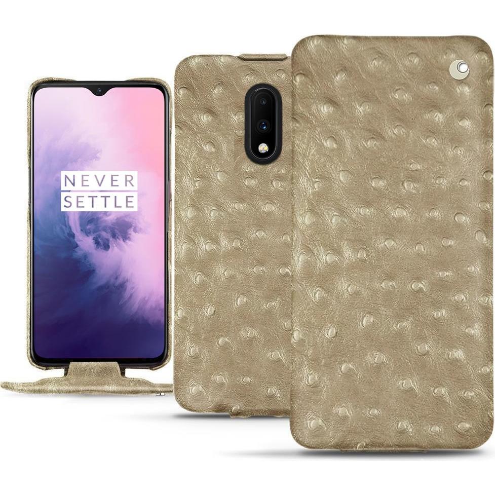 Noreve Lederschutzhülle vertikal (OnePlus 7), Smartphone Hülle, Beige