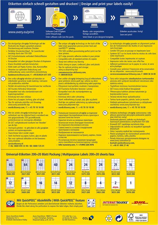 Image du produit Avery Labels universels