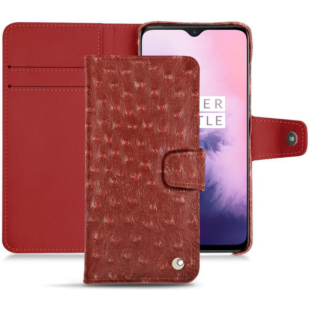 Noreve Lederschutzhülle Wallet (OnePlus 7), Smartphone Hülle, Rot