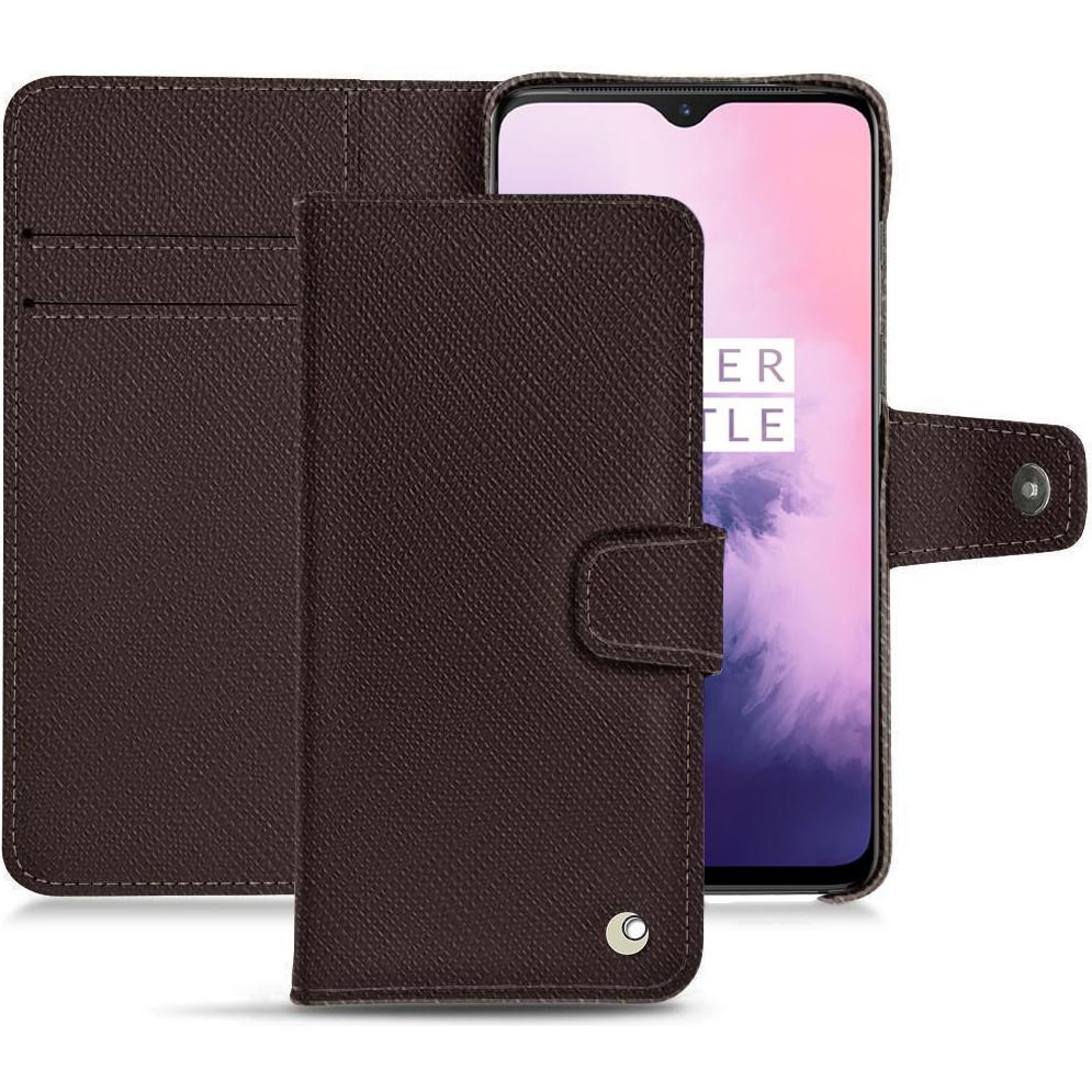 Noreve Lederschutzhülle Wallet (OnePlus 7), Smartphone Hülle, Braun