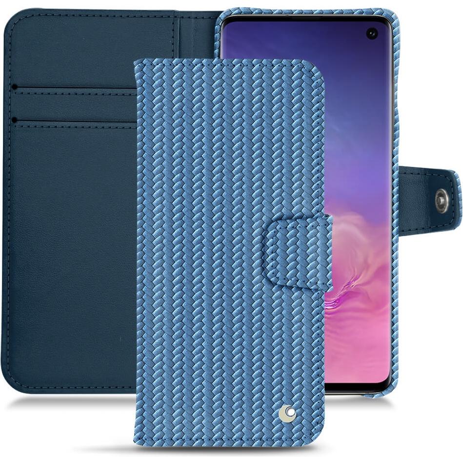 Noreve Lederschutzhülle Wallet (Samsung Galaxy S10), Smartphone Hülle, Blau