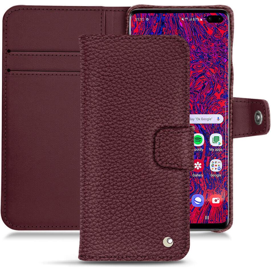 Noreve Lederschutzhülle Wallet (Samsung Galaxy S10+), Smartphone Hülle, Violett