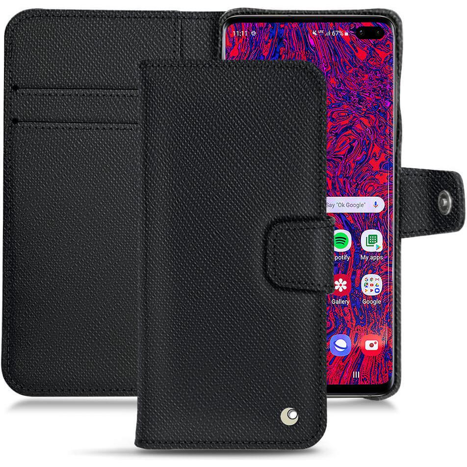 Noreve Lederschutzhülle Wallet (Samsung Galaxy S10+), Smartphone Hülle, Schwarz