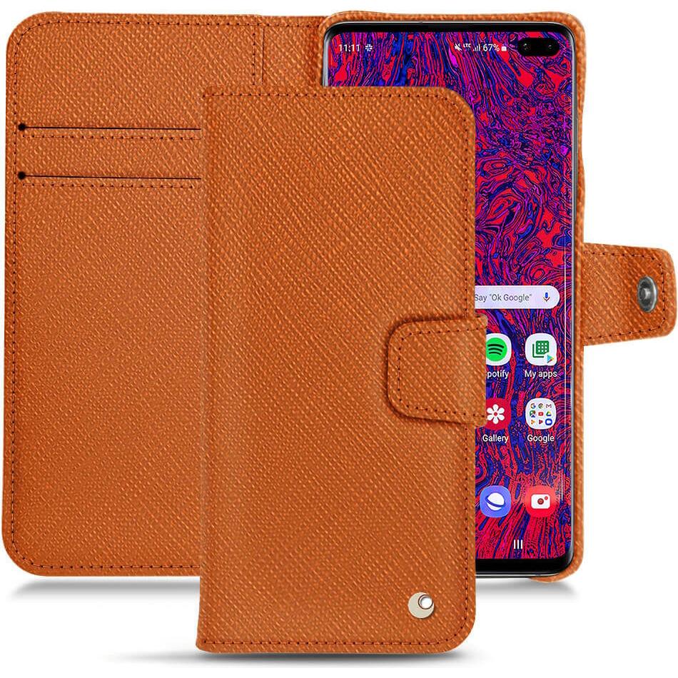 Noreve Lederschutzhülle (Samsung Galaxy S10+), Smartphone Hülle, Orange