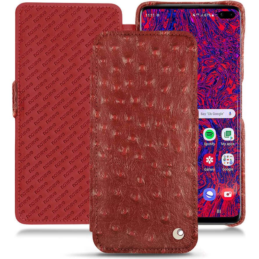 Noreve Lederschutzhülle horizontal (Samsung Galaxy S10+), Smartphone Hülle, Rot