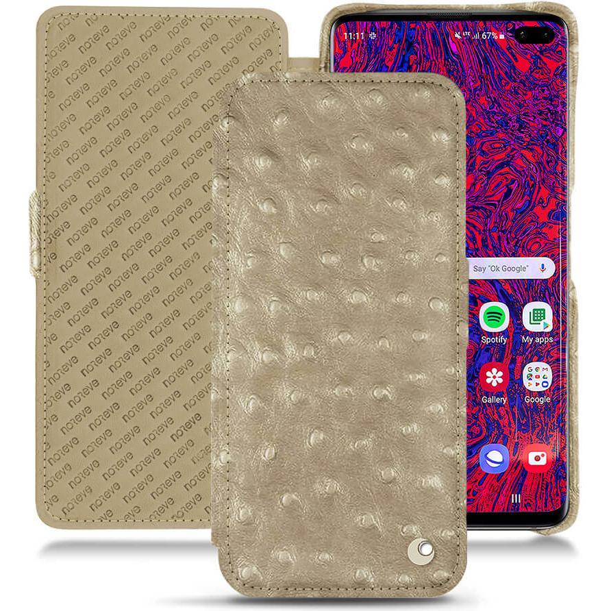 Noreve Lederschutzhülle horizontal (Samsung Galaxy S10+), Smartphone Hülle, Beige