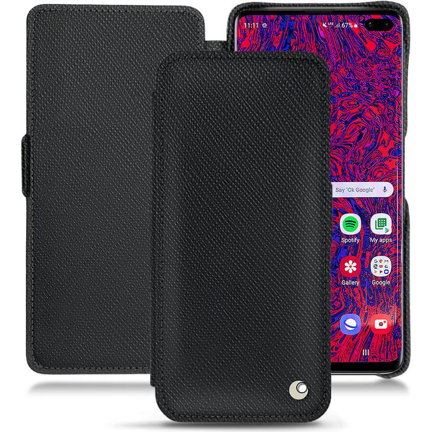 Noreve Lederschutzhülle horizontal (Samsung Galaxy S10+), Smartphone Hülle, Schwarz