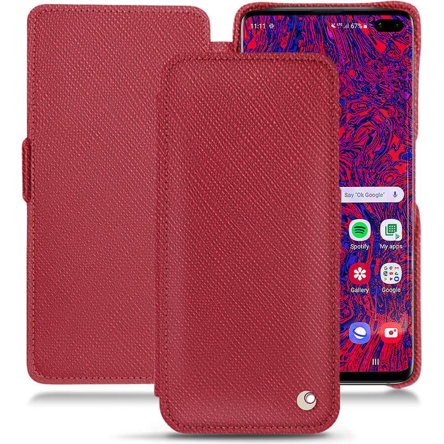 Noreve Lederschutzhülle horizontal (Samsung Galaxy S10+), Smartphone Hülle, Rot