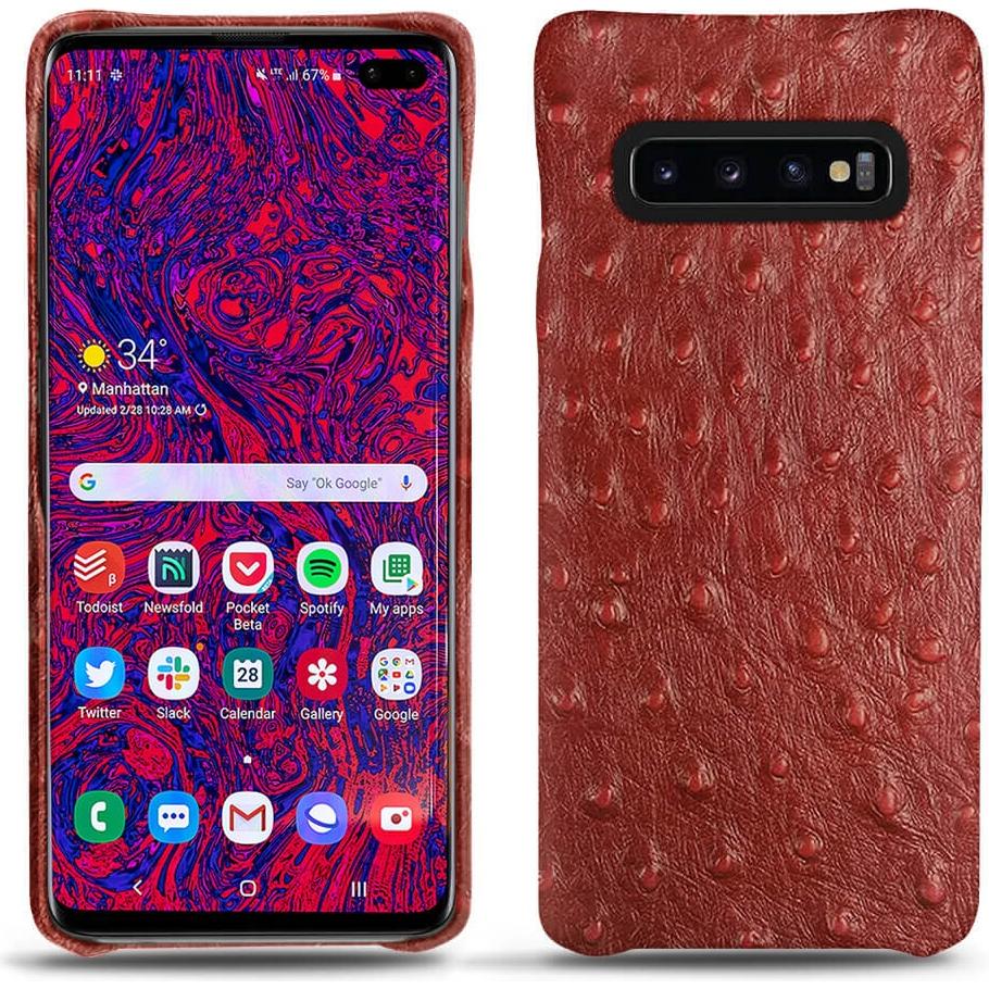 Noreve Lederschutzhülle (Samsung Galaxy S10+), Smartphone Hülle, Rot