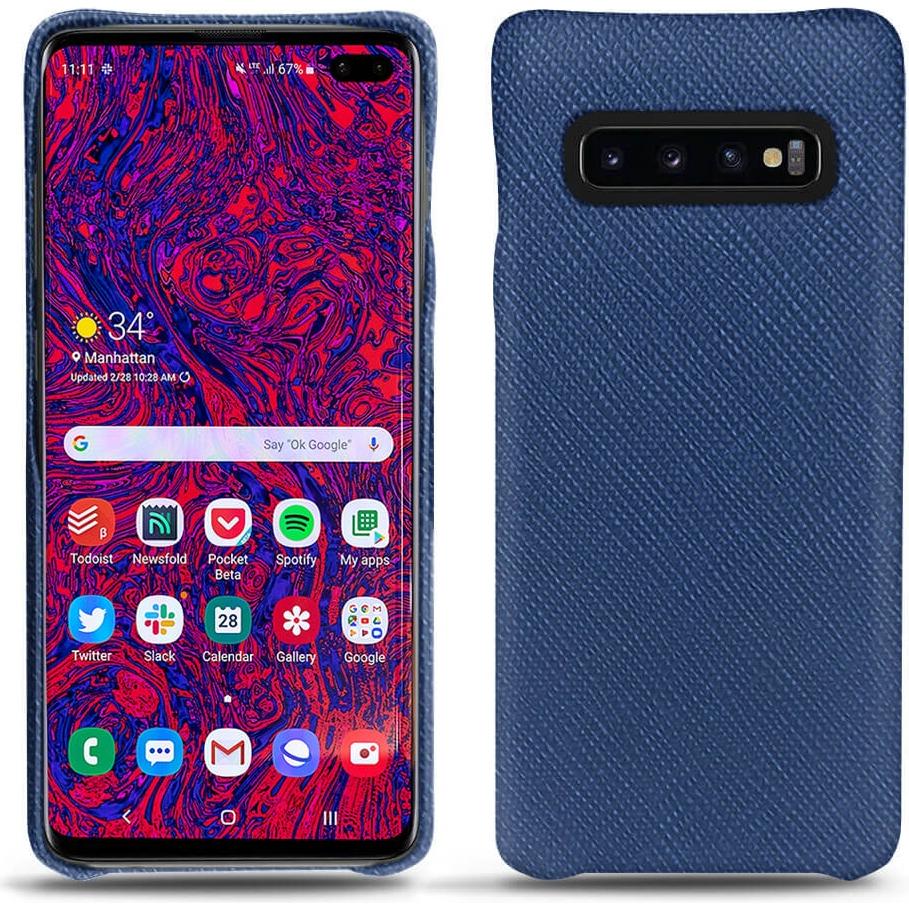 Noreve Lederschutzhülle (Samsung Galaxy S10+), Smartphone Hülle, Blau