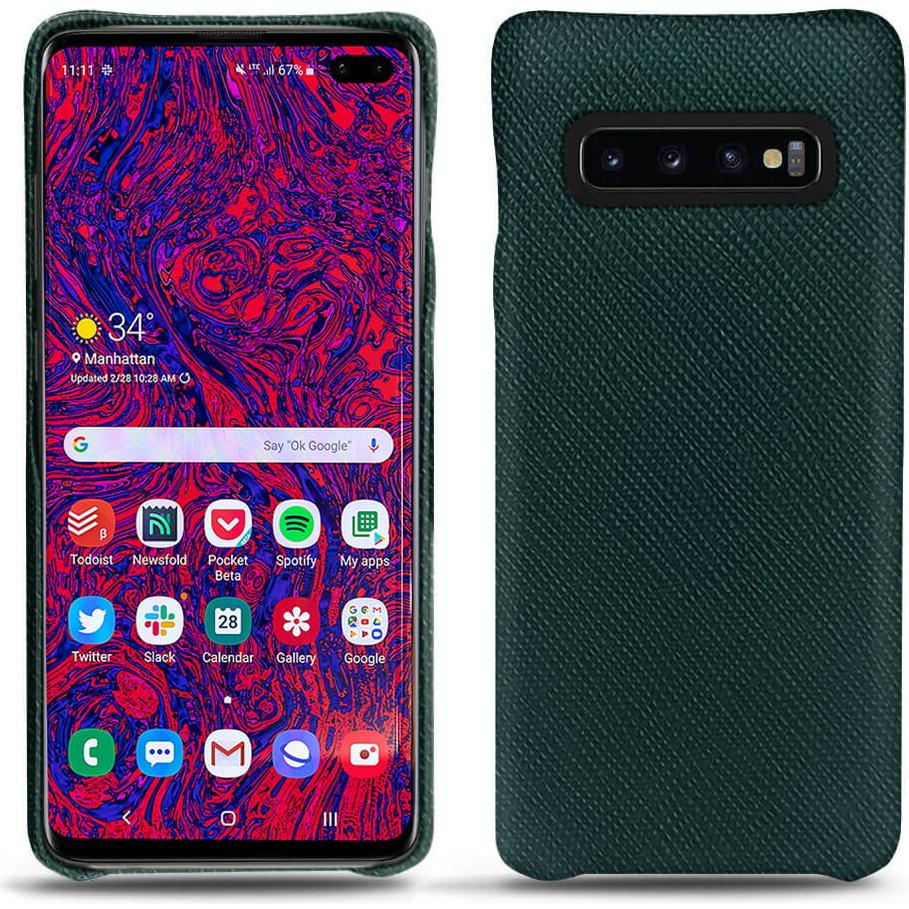 Noreve Lederschutzhülle (Samsung Galaxy S10+), Smartphone Hülle, Grün