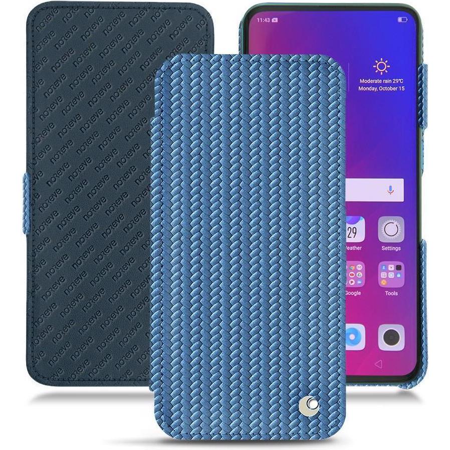 Noreve Lederschutzhülle horizontal (Oppo Find X), Smartphone Hülle, Blau