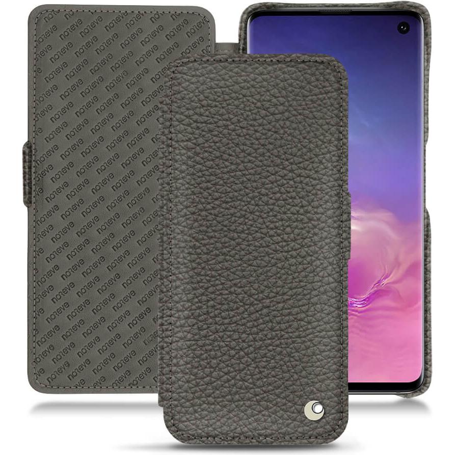 Noreve Lederschutzhülle horizontal (Samsung Galaxy S10), Smartphone Hülle, Grau