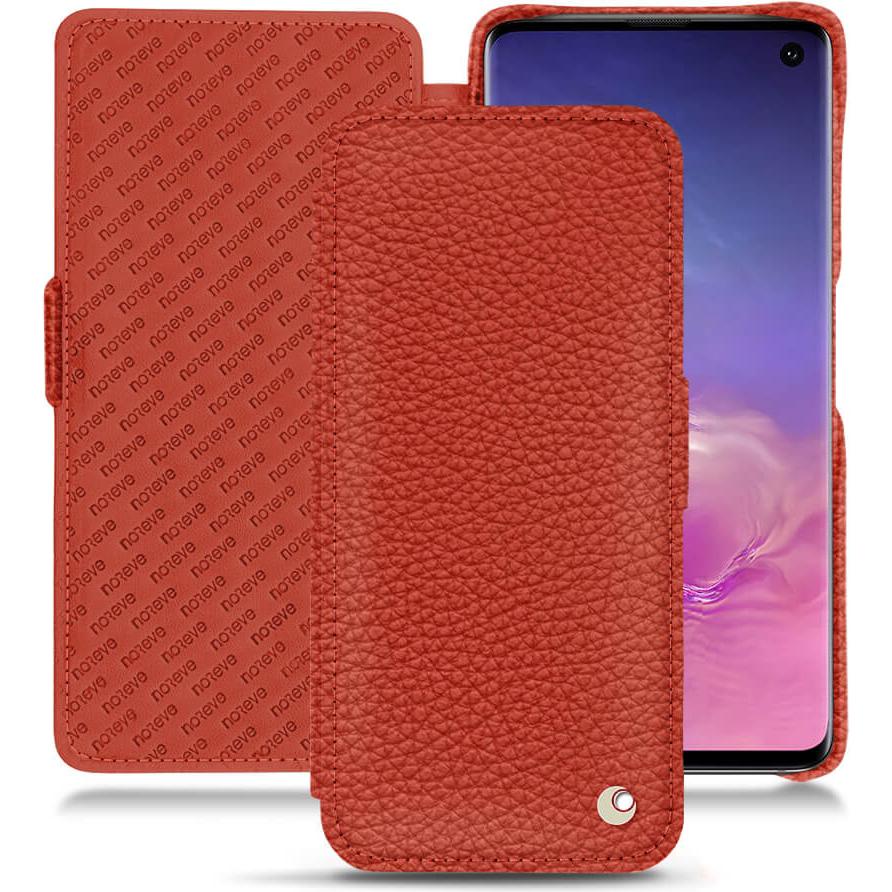 Noreve Lederschutzhülle horizontal (Samsung Galaxy S10), Smartphone Hülle, Orange