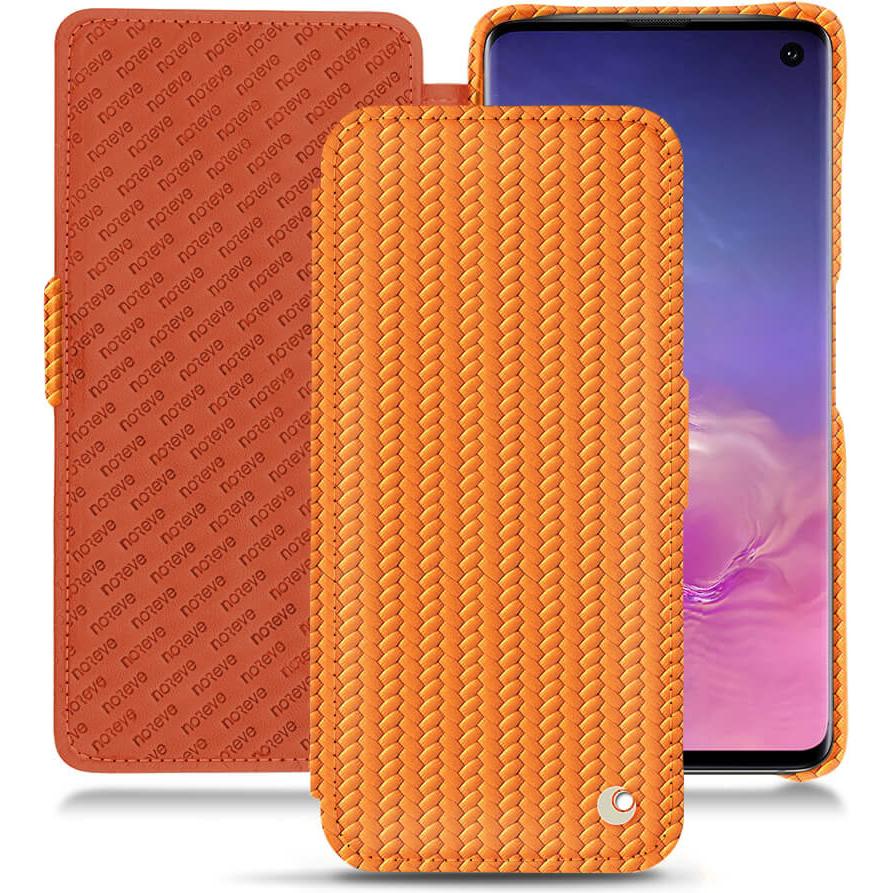 Noreve Lederschutzhülle horizontal (Samsung Galaxy S10), Smartphone Hülle, Orange