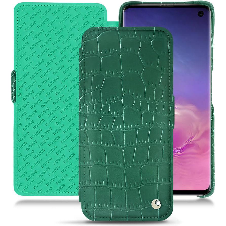 Noreve Lederschutzhülle horizontal (Samsung Galaxy S10), Smartphone Hülle, Grün