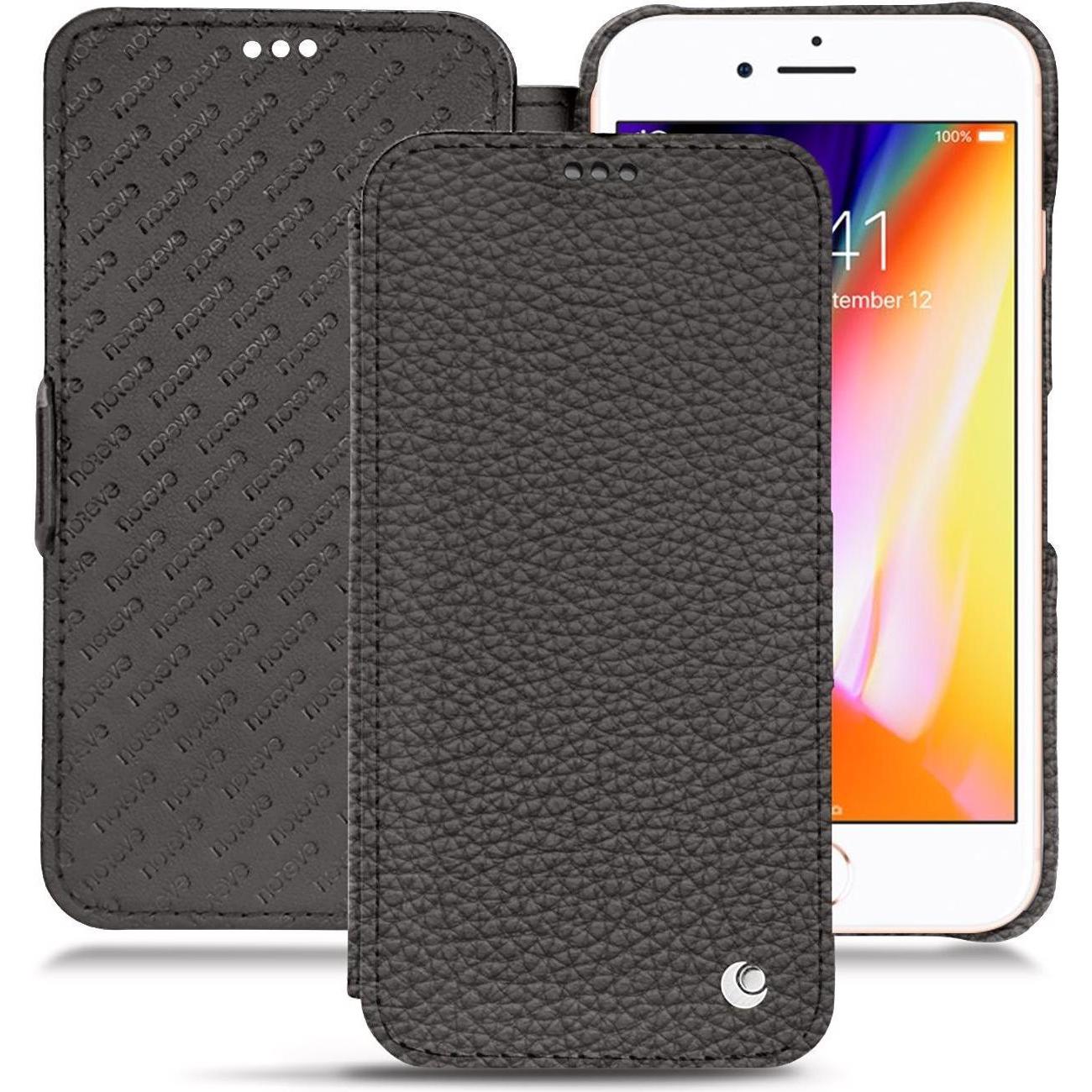 Noreve Lederschutzhülle horizontal (Apple iPhone 8), Smartphone Hülle, Grau