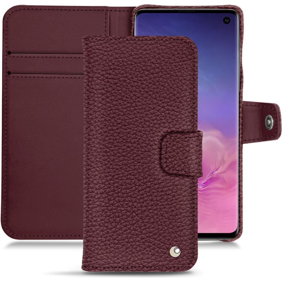 Noreve Lederschutzhülle Wallet (Samsung Galaxy S10+), Smartphone Hülle, Violett