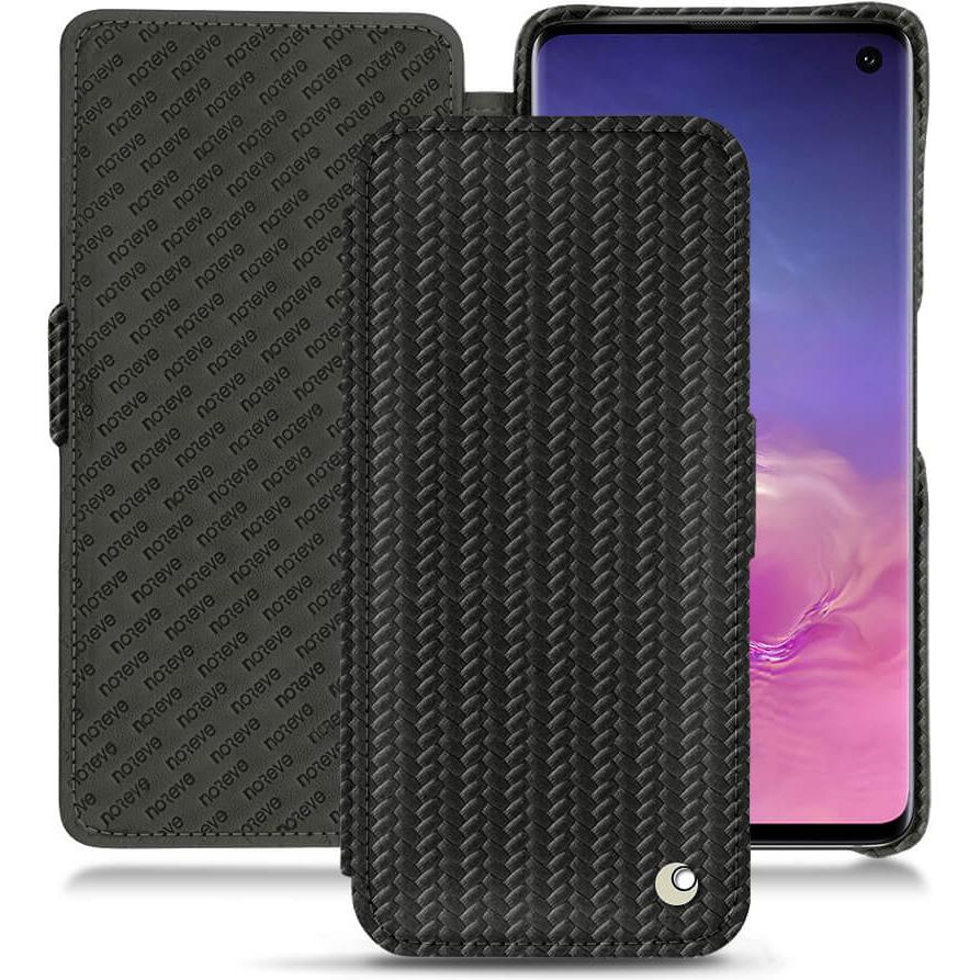 Noreve Lederschutzhülle horizontal (Samsung Galaxy S10), Smartphone Hülle, Schwarz