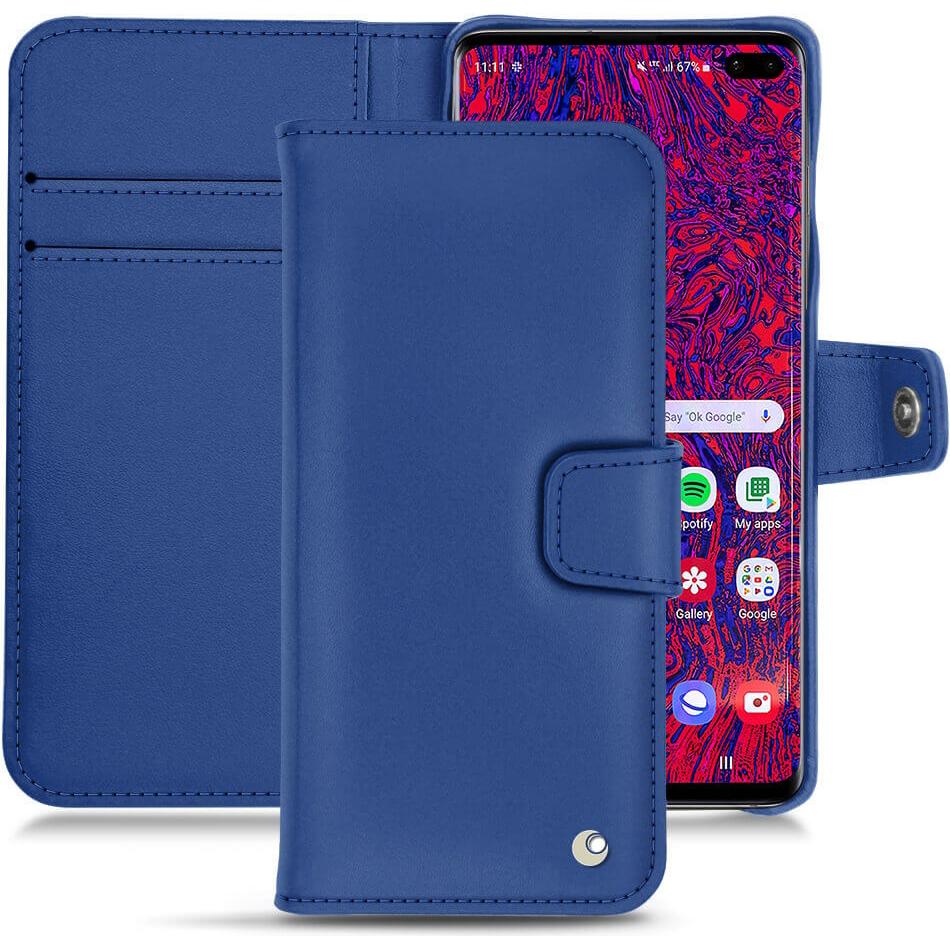 Noreve Lederschutzhülle Wallet (Samsung Galaxy S10+), Smartphone Hülle, Blau