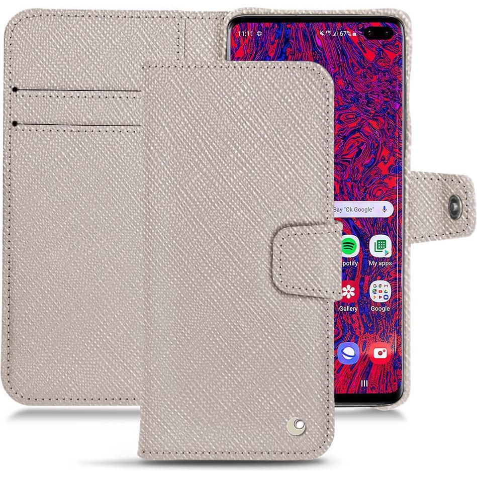 Noreve Lederschutzhülle Wallet (Samsung Galaxy S10+), Smartphone Hülle, Beige