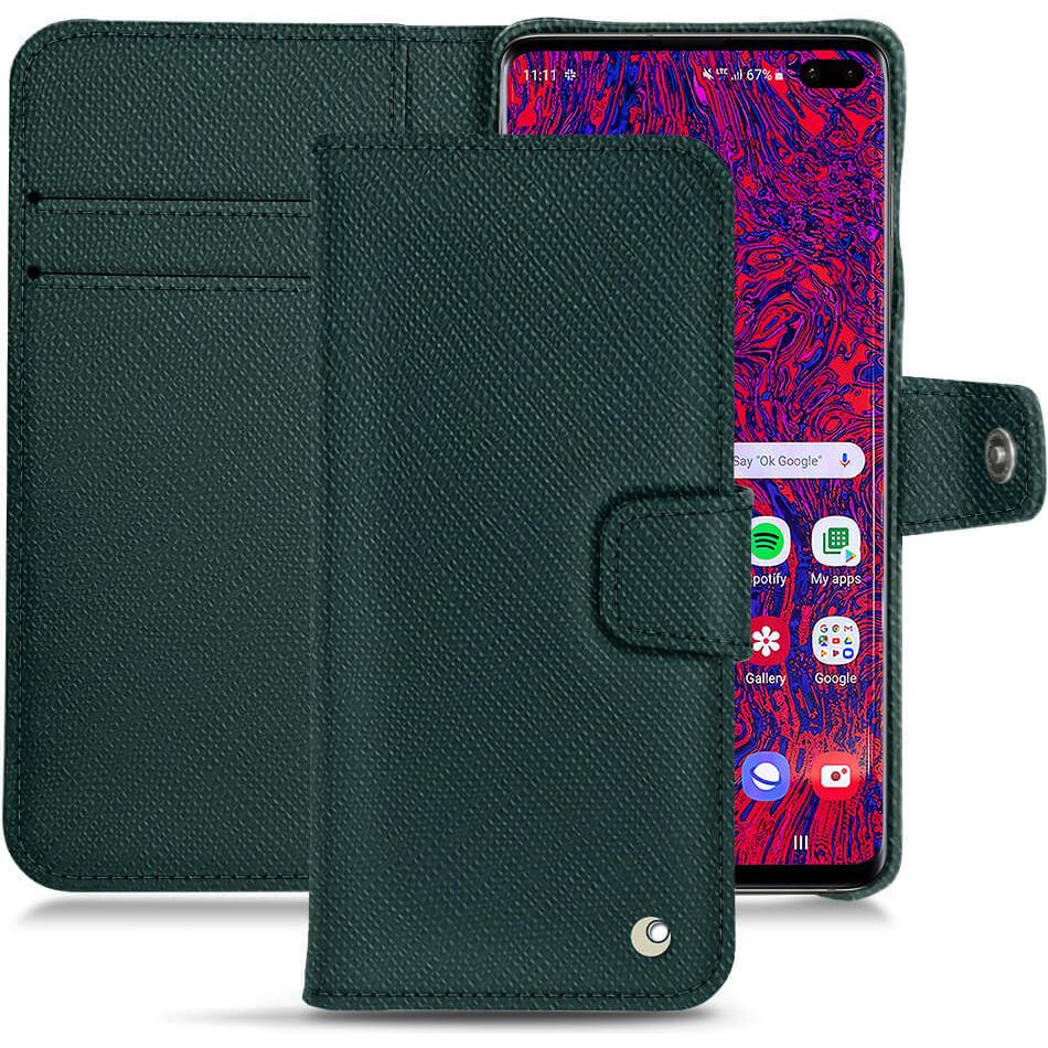 Noreve Lederschutzhülle Wallet (Samsung Galaxy S10+), Smartphone Hülle, Grün