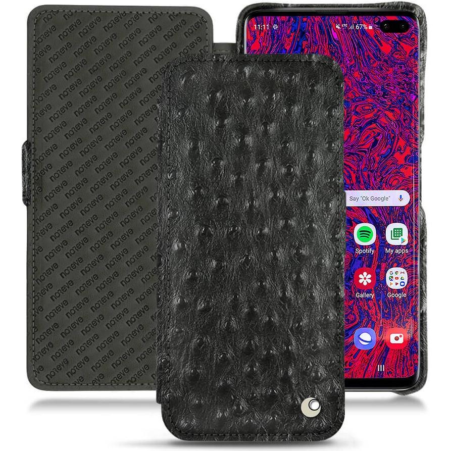 Noreve Lederschutzhülle horizontal (Samsung Galaxy S10+), Smartphone Hülle, Schwarz
