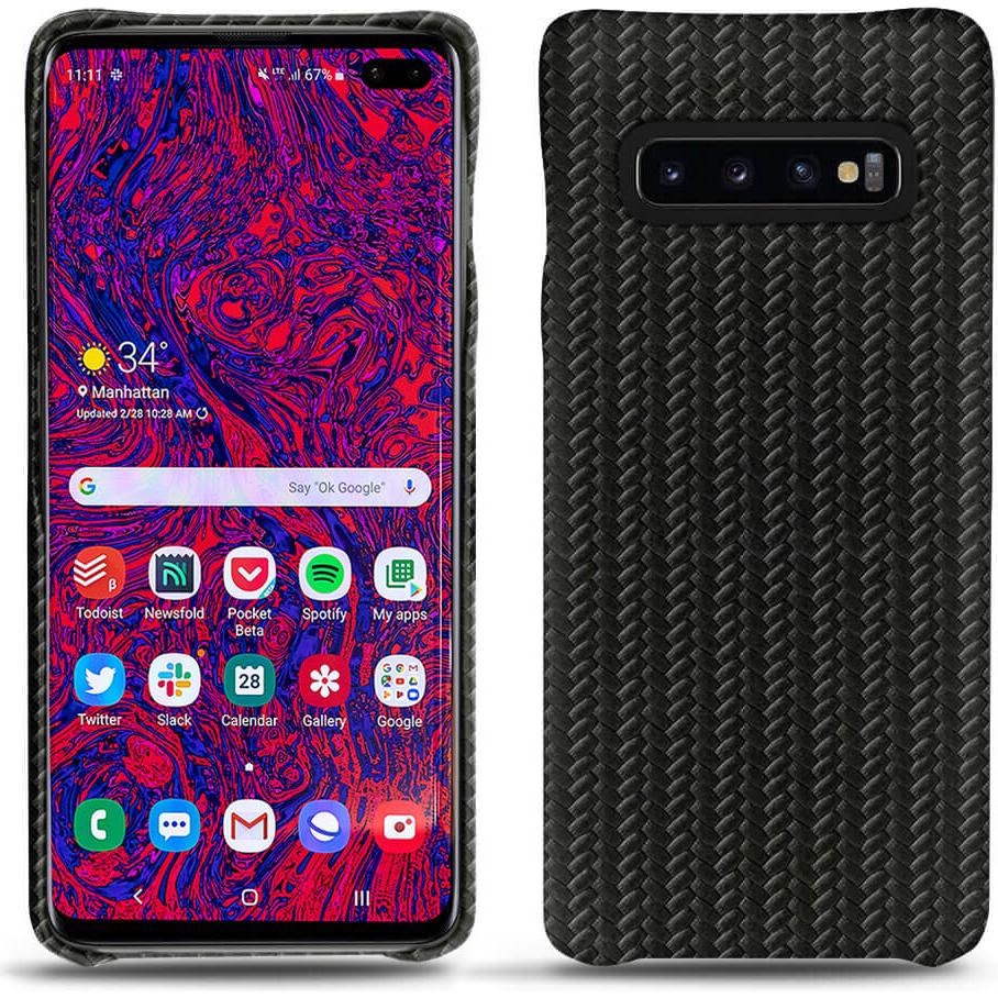 Noreve Lederschutzhülle (Samsung Galaxy S10+), Smartphone Hülle, Schwarz