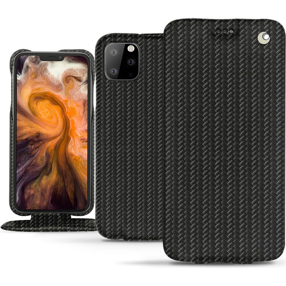 Noreve Lederschutzhülle vertikal (Apple iPhone 11 Pro Max), Smartphone Hülle, Schwarz