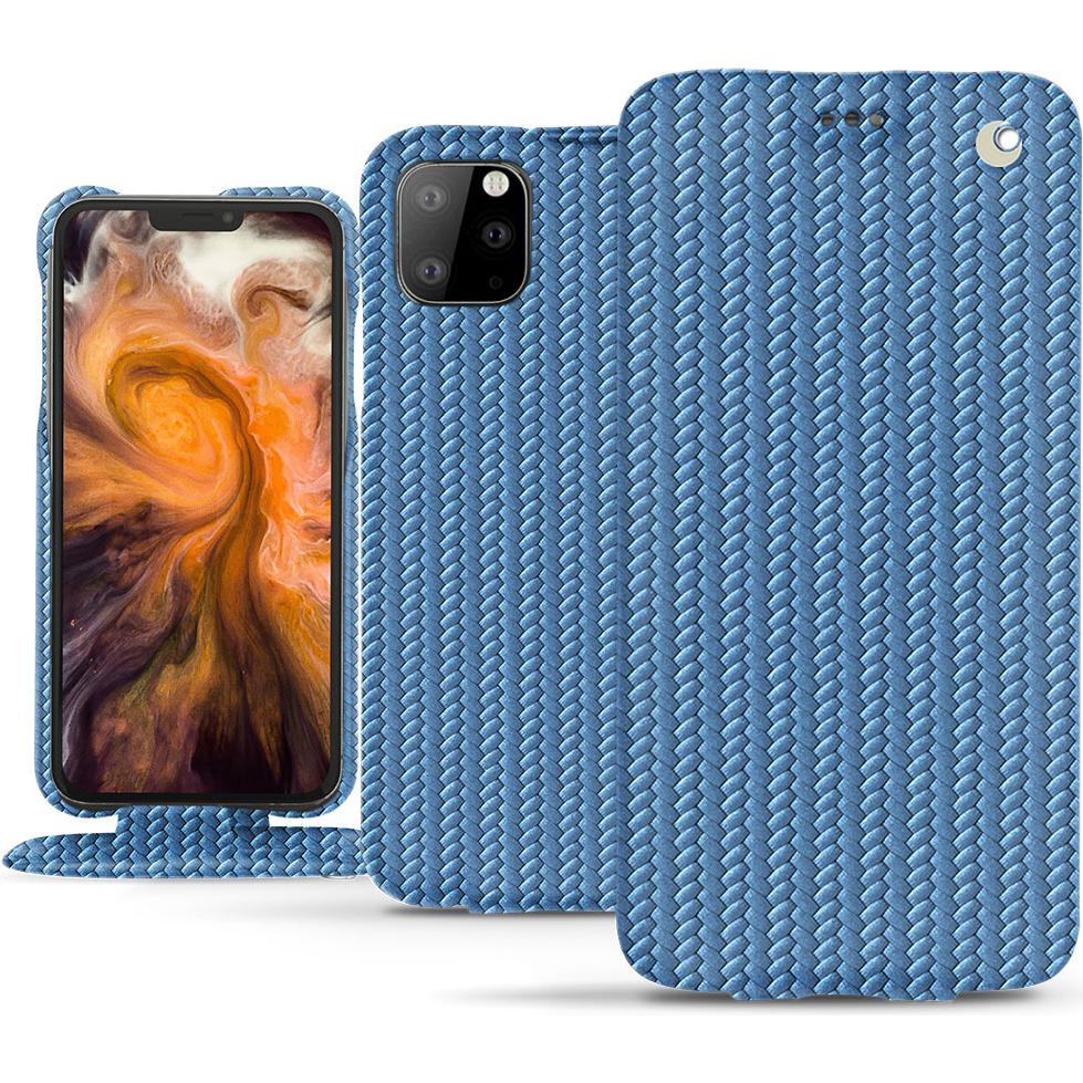 Noreve Lederschutzhülle vertikal (Apple iPhone 11 Pro Max), Smartphone Hülle, Blau