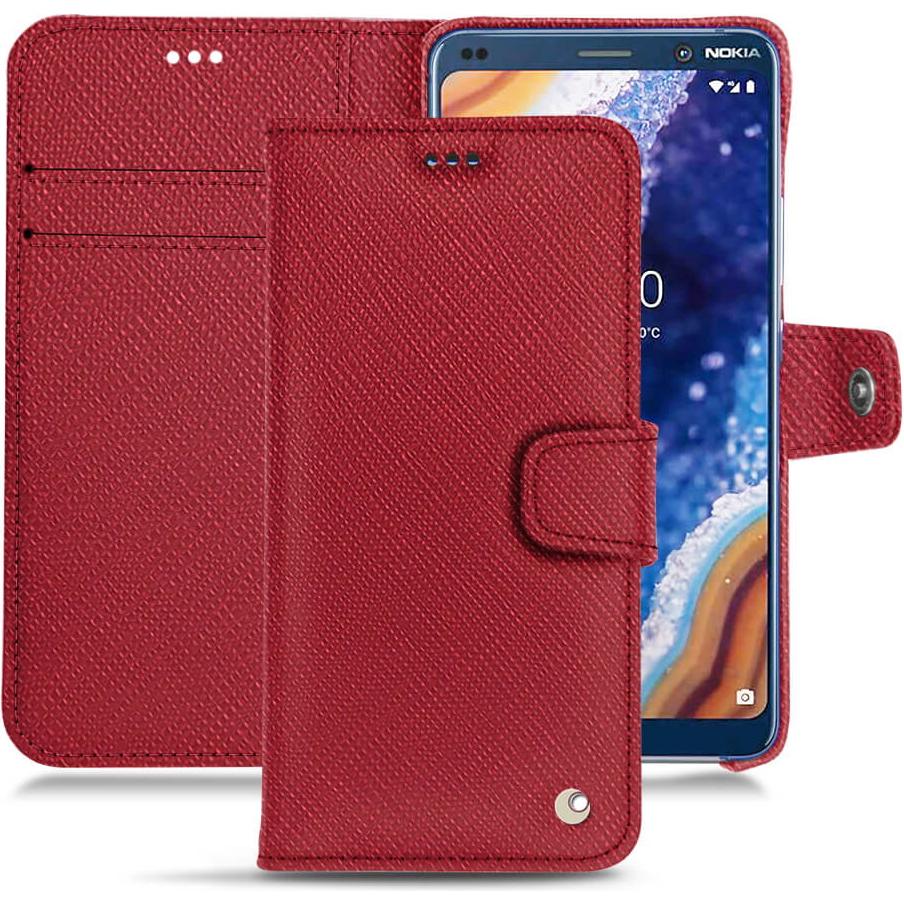 Noreve Lederschutzhülle Wallet (Nokia 9 PureView), Smartphone Hülle, Rot