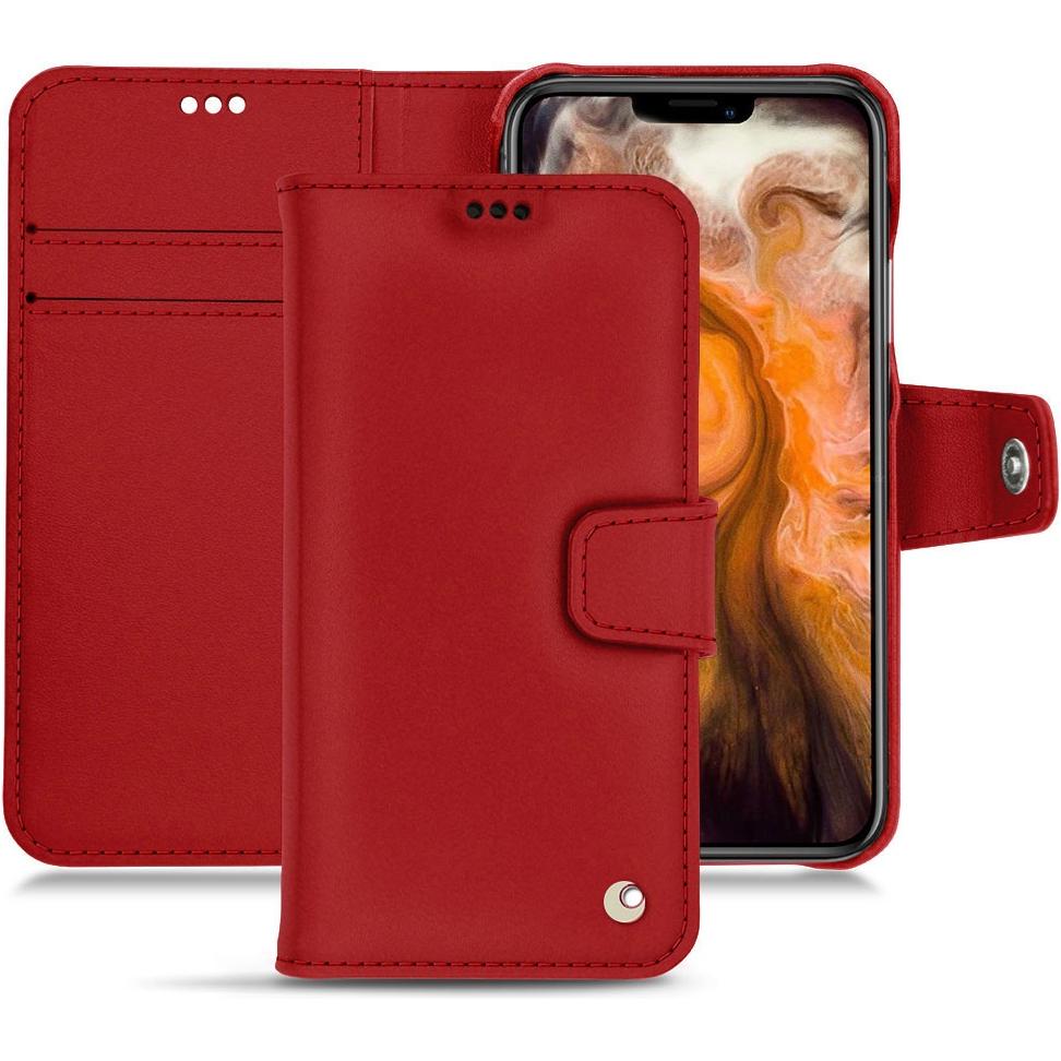 Noreve Lederschutzhülle Wallet (Apple iPhone 11 Pro Max), Smartphone Hülle, Rot