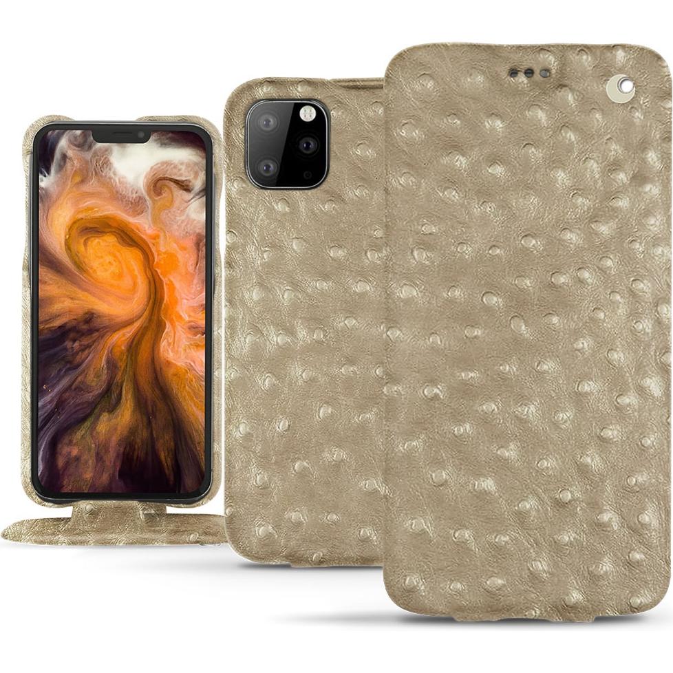 Noreve Lederschutzhülle vertikal (Apple iPhone 11 Pro Max), Smartphone Hülle, Beige