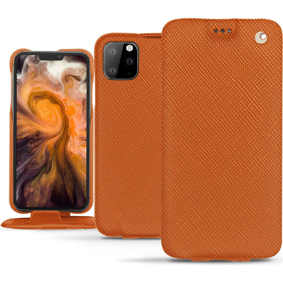 Noreve Lederschutzhülle vertikal (Apple iPhone 11 Pro Max), Smartphone Hülle, Orange