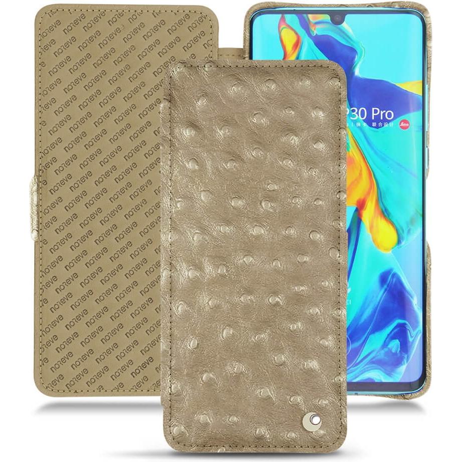 Noreve Lederschutzhülle horizontal (Huawei P30 Pro), Smartphone Hülle, Beige
