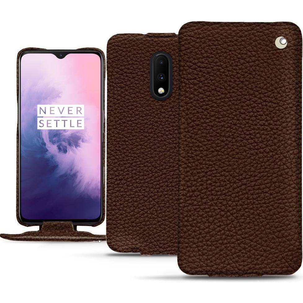 Noreve Lederschutzhülle vertikal (OnePlus 7), Smartphone Hülle, Braun