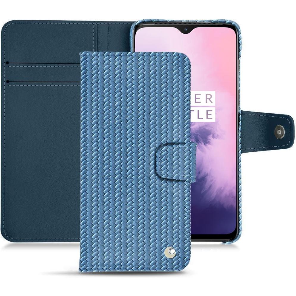 Noreve Lederschutzhülle Wallet (OnePlus 7), Smartphone Hülle, Blau