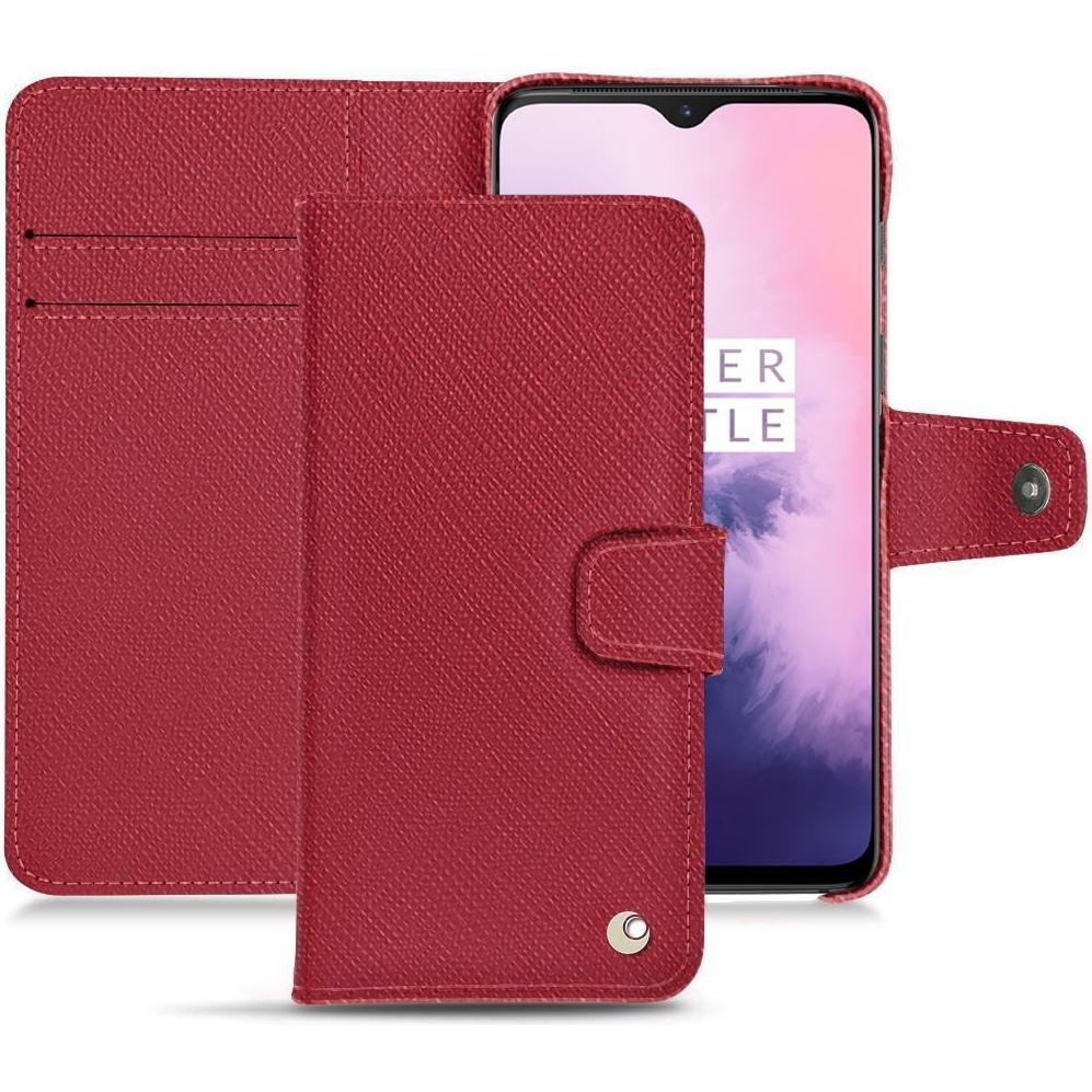 Noreve Lederschutzhülle Wallet (OnePlus 7), Smartphone Hülle, Rot