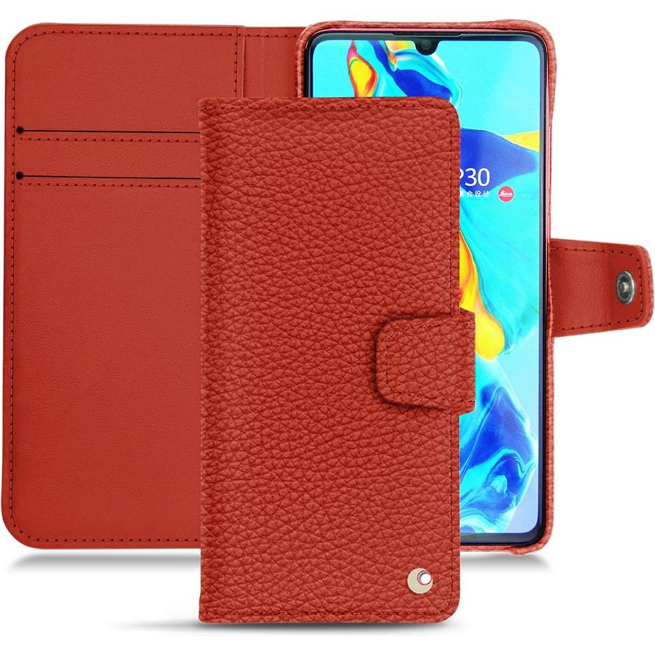 Noreve Lederschutzhülle Wallet (Huawei P30), Smartphone Hülle, Orange