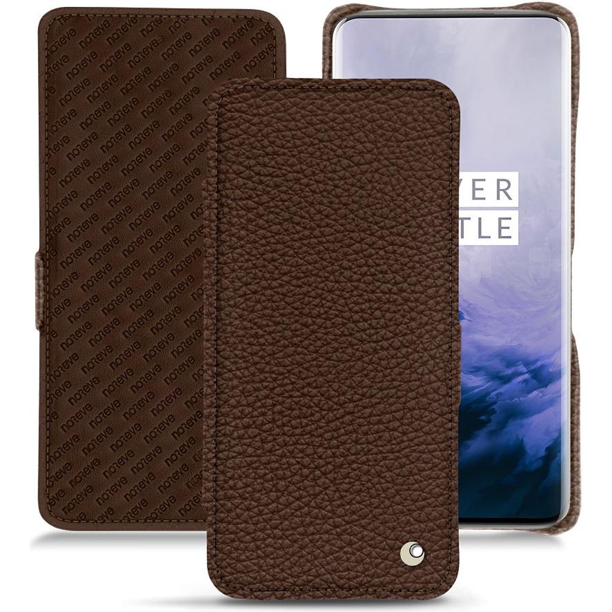 Noreve Lederschutzhülle horizontal (OnePlus 7 Pro), Smartphone Hülle, Braun