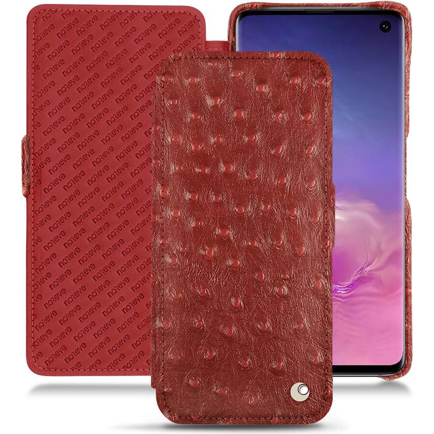 Noreve Lederschutzhülle horizontal (Samsung Galaxy S10), Smartphone Hülle, Rot